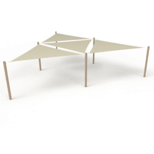 PE solsejlssystem 4 sejl (4x4x4 m) + 6 stolper