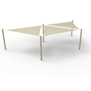 PE solsejlssystem 3 sejl (4x4x4 m) + 5 stolper