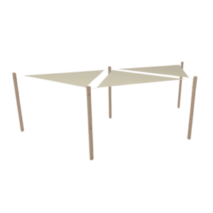 PE solsejlssystem 3 sejl (3x3x3 m) + 5 stolper