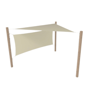 PE solsejlssystem 1 sejl (3x3x3 m) + 3 stolper + 1 læsejl m. beslag