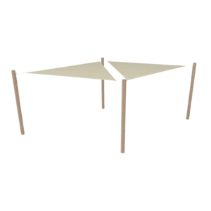 PE solsejlssystem 2 sejl (3x3x3 m) + 4 stolper