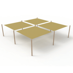 HDPE solsejlssystem 4 sejl (3,6x3,6 m) + 9 stolper