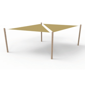 HDPE solsejlssystem 2 sejl (3,6x3,6x3,6 m) + 4 stolper