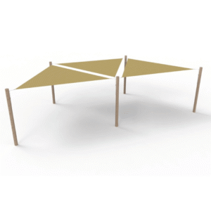 HDPE solsejlssystem 3 sejl (3,6x3,6x3,6 m) + 5 stolper