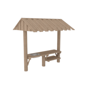 Udekøkken med vask og hylde